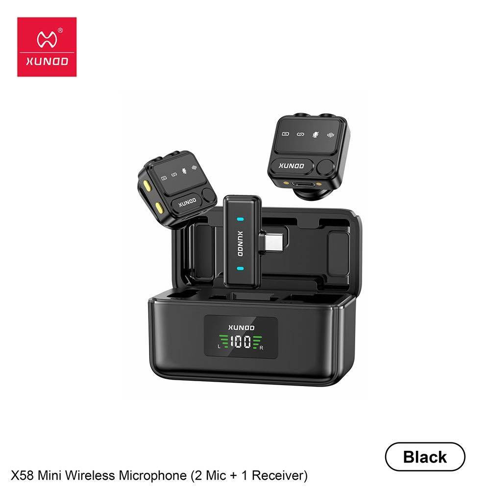 XUNDD X58 Mini Wireless 2 Transmitters & 1 Receiver Microphone Set