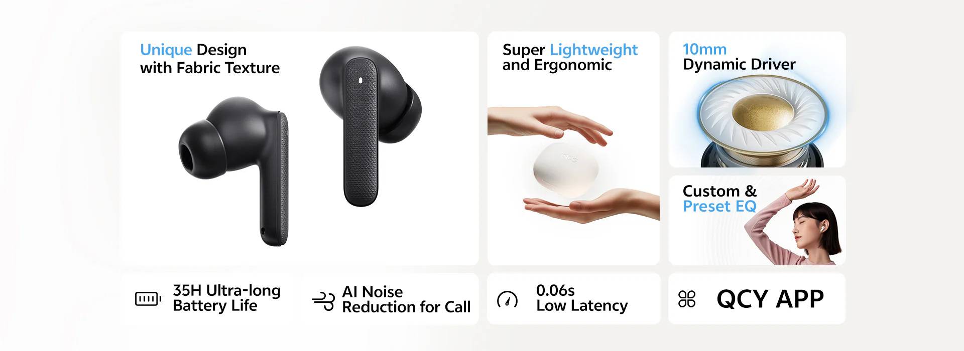 QCY Buds QT43 True Wireless Bluetooth Earbuds