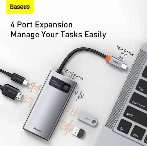Baseus Metal Gleam Series/ Starjoy 4-in-1 Type-C Hub Docking Station
