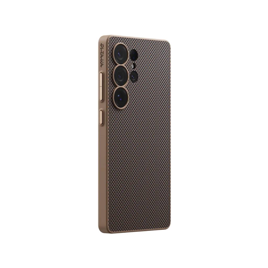 PITAKA PinButton Case for Samsung Galaxy S25 Ultra – Aramid Fiber Black/Gold Edition