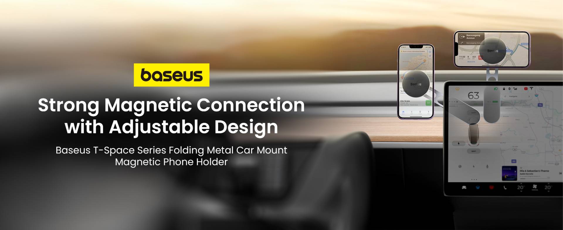 Baseus T-Space Series Magnetic Folding Car Holder for Tesla