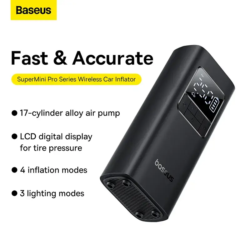 Baseus Super Mini Pro Series 4000mAh Wireless Car Tire Inflator Compact & High-Performance Pumper