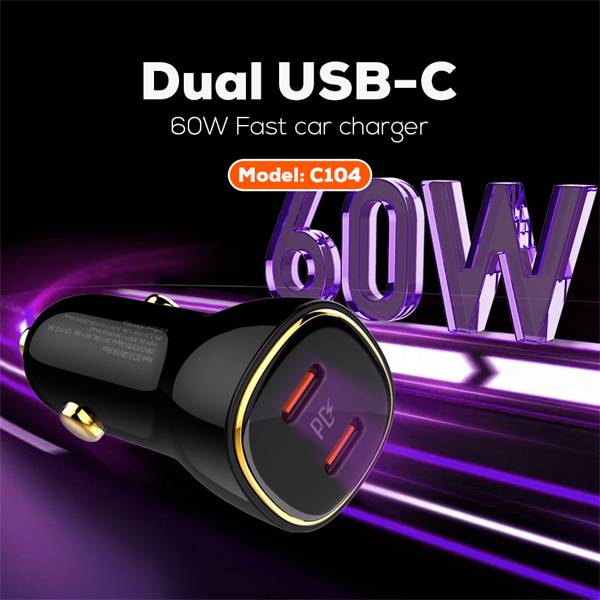 LDNIO C104 60W Dual PD Super Fast Car Charger with Dual USB-C Outputs LDNIO C104 60W Dual PD Super Fast Car Charger with Dual USB-C Outputs
