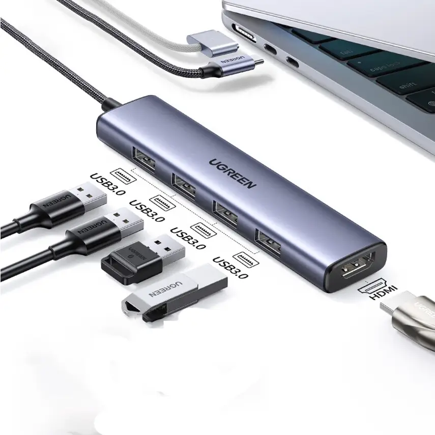 Ugreen 5 in 1 USB-C to HDMI 4k@60Hz 4xUSB 3.0 Multifunction Adapter Hub (90370) Ugreen 5 in 1 USB-C to HDMI 4k@60Hz 4xUSB 3.0 Multifunction Adapter Hub (90370)
