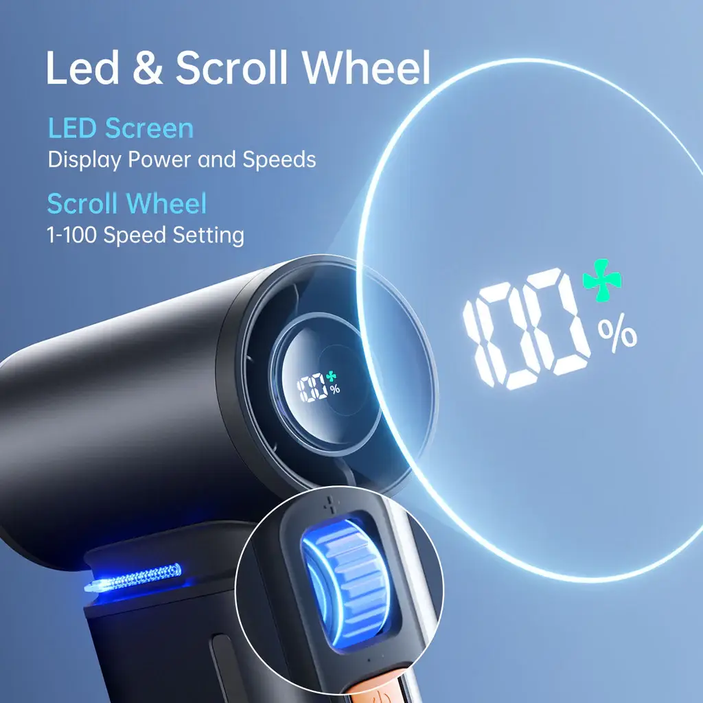 JISULIFE Ultra1 Handheld Turbo Fan 9000mAh USB Rechargeable High-Speed Portable Fan