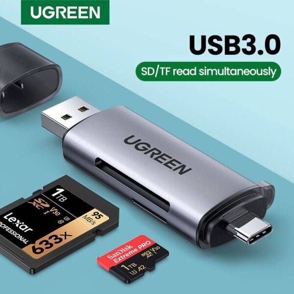 UGREEN CM185 2-in-1 USB-C & USB 3.0 Card Reader for TF/SD Cards