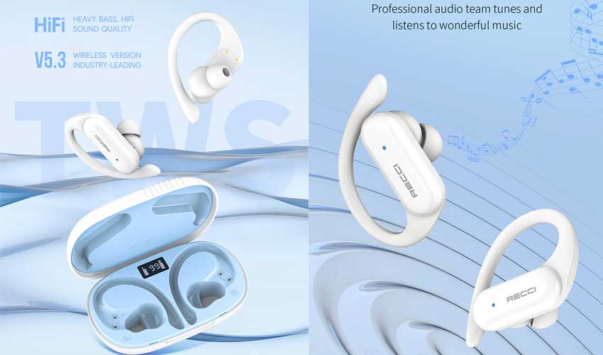 Recci REP-W62 Bluetooth Earbuds with Summer Hanging Ear Design