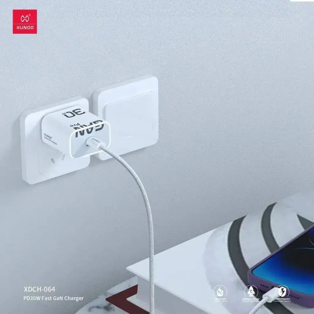 XUNDD 30W GaN Pro Fast Charger with USB-C to USB-C Cable