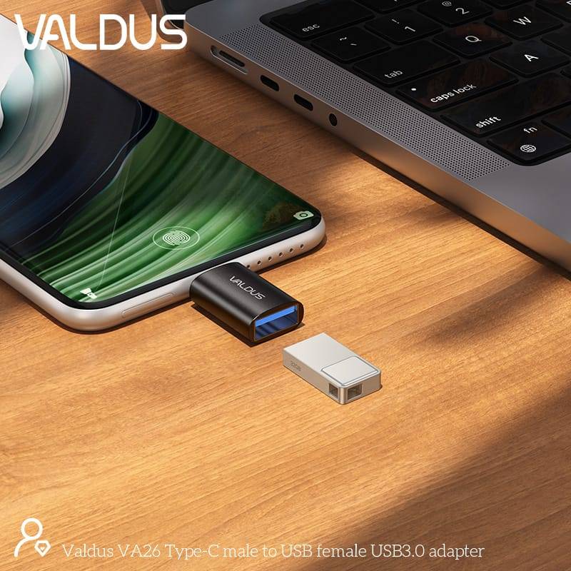Valdus VA26 USB-C Male to USB-A Female OTG Adapter