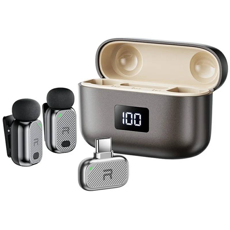 REMAX K23 AI Voice Changer Mini Wireless Lavalier Microphone 2-in-1 Set with Type-C Connector