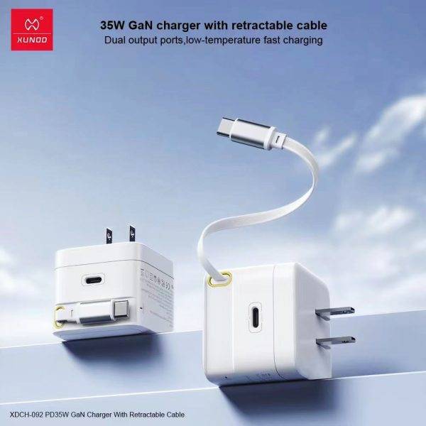 XUNDD XDCH-092 35W PD GaN Fast Charger with Retractable Cable
