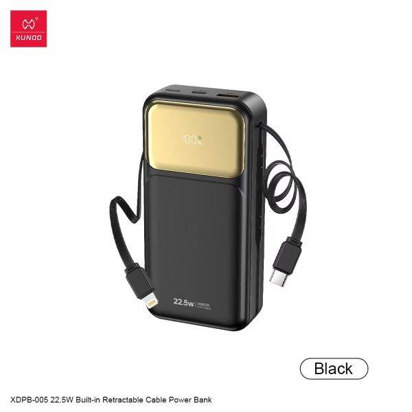 Xundd 22.5W 20000mAh Power Bank with Integrated Retractable Cable