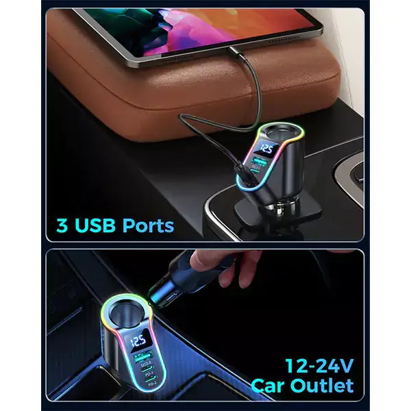 JOYROOM JR-CL21 150W 4-in-1 Multi-Port Car Charger with Dual Fast Charging & Extension Ports