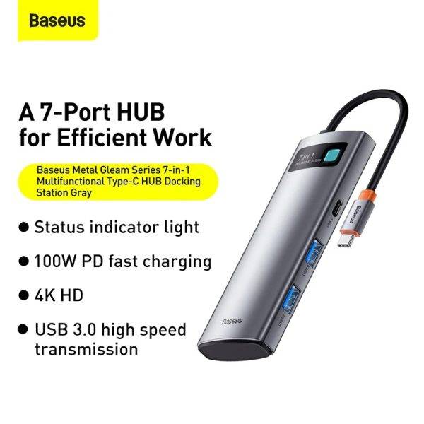 Baseus Metal Gleam Series/ Starjoy 7 in 1 Multifunctional Type-C Hub
