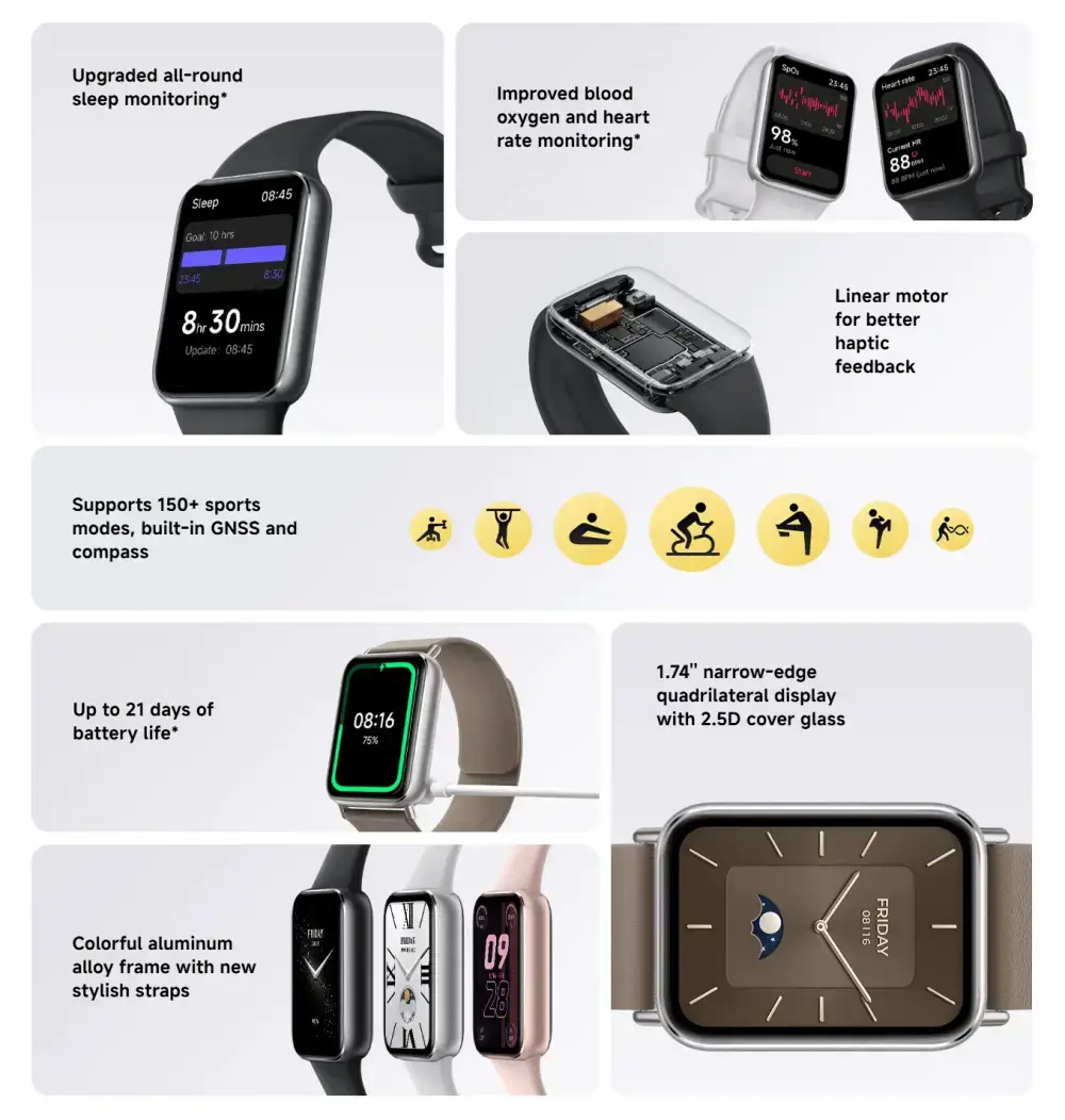Xiaomi Band 9 Pro 1.74" AMOLED Display with 150+ Sport Modes and GPS Tracking