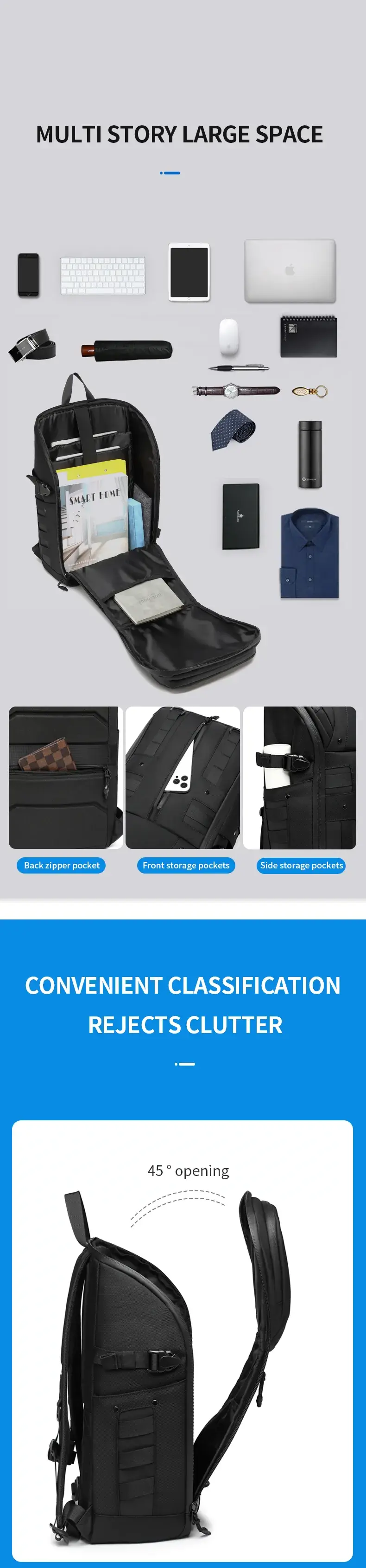 Ozuko 9697 Men's Waterproof Business & Travel Laptop Backpack 15.6" Computer