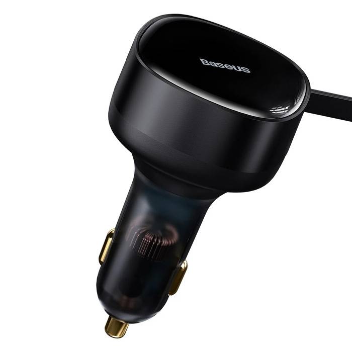 Baseus Enjoyment Series Retractable Car Charger Dual Output Type-C & Lightning 30W Fast Charging