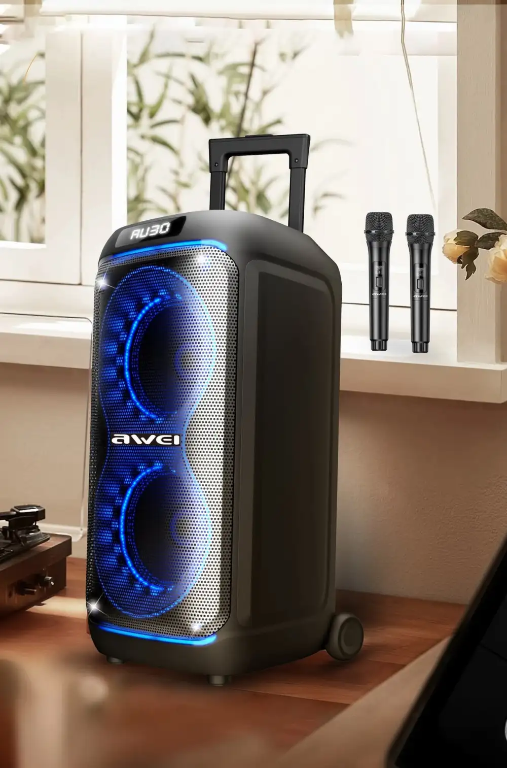 AWEI KT33 Bluetooth Speaker Troly with 2 Microphone