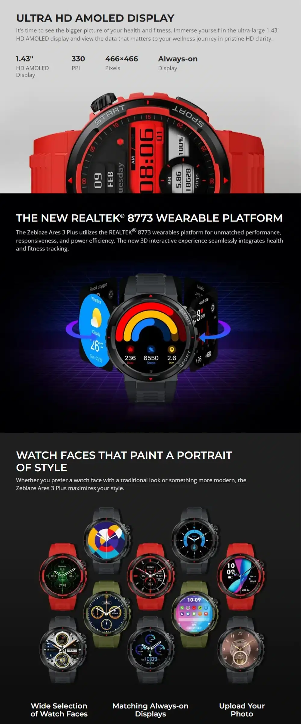 Zeblaze Ares 3 Plus Bluetooth Calling Smartwatch