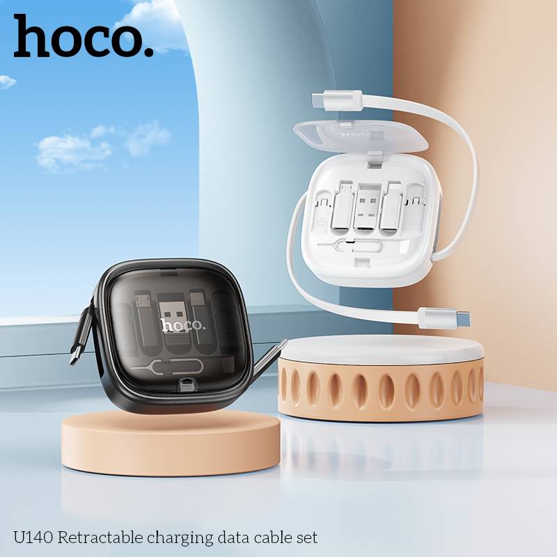Hoco U140 3-in-1 Retractable Charging & Data Cable Set with Storage Case