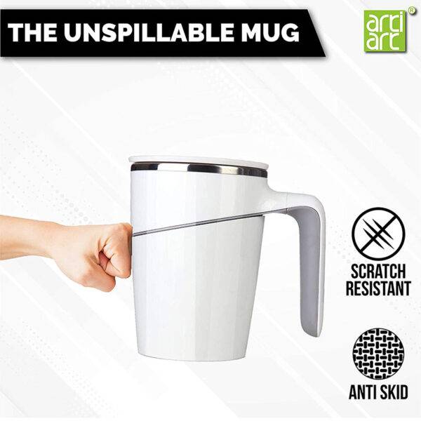 ARTIART Grace 470ml Stainless Steel Spill-Proof Suction Mug with Flip-Top Lid