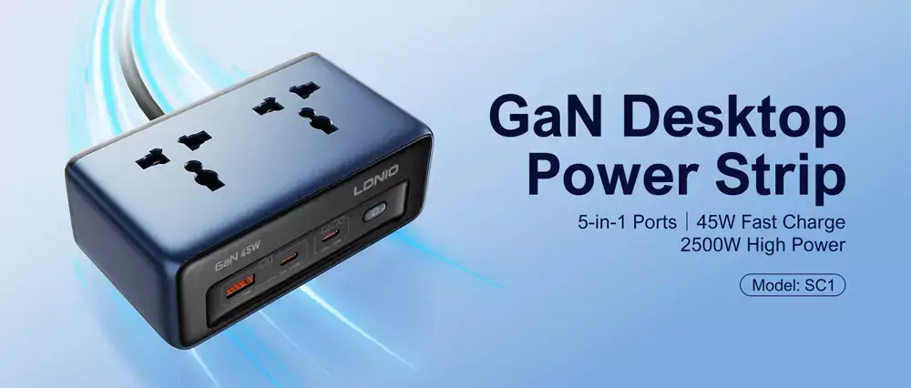 LDNIO SC1 45W GaN PD Universal Power Strip Fast Charging Socket for Laptops & Smartphones