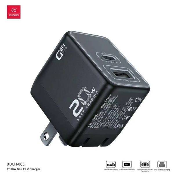 XUNDD XDCH-065 20W / 30W GaN Fast Charger Dual Port USB-A & USB-C Power Adapter