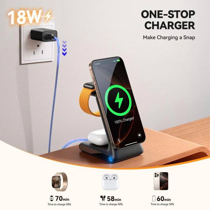JOYROOM JR-W15 3-in-1 Magnetic Wireless Charging Phone Holder