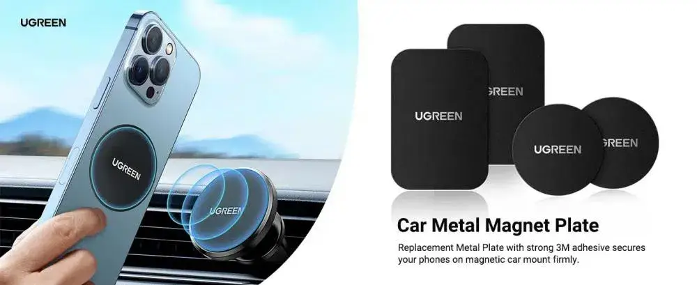 UGREEN LP123 Rectangular Metal Plates for Magnetic Phone Holders 2-Pack (50869)