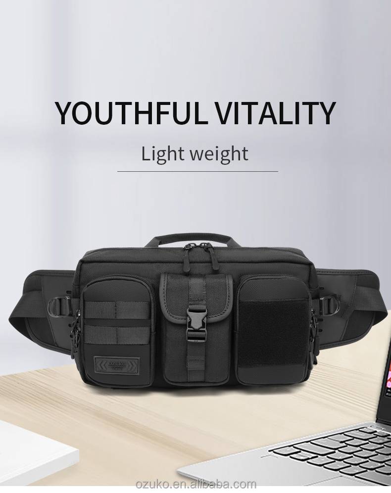 OZUKO 9449 Hard Shell Waterproof Chest Bag Men’s Crossbody Sling Bag with USB Charging Port