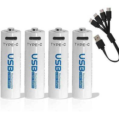 AiVR 4-Pack USB-C Rechargeable AA Batteries - 2550mWh with Type-C Charging AiVR 4-Pack USB-C Rechargeable AA Batteries - 2550mWh with Type-C Charging