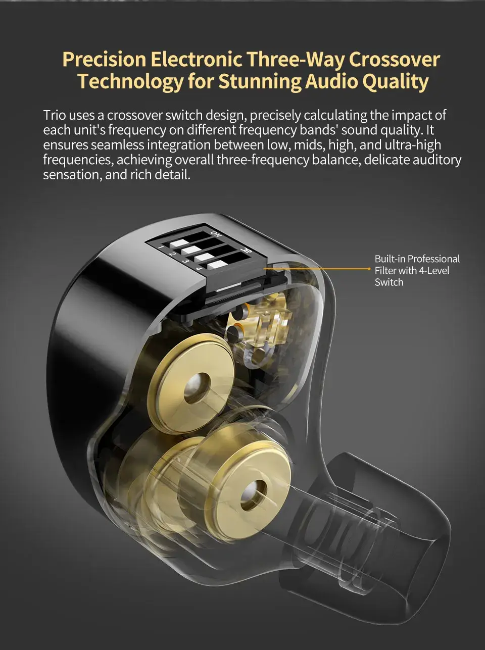CCA Trio Triple 8mm Dynamic Driver In-Ear Monitor (IEM)