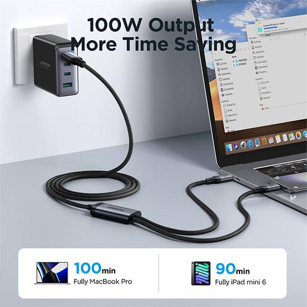 Joyroom SA21-1T2 Speedy Series 100W 2-in-1 Fast Charging Cable (Type-C to Dual Type-C) – 1.5m