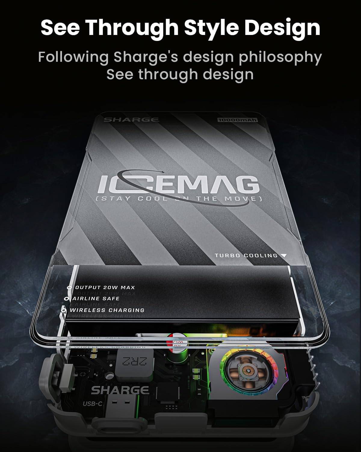 SHARGE IceMag 2 10000mAh 30W Magnetic Wireless Power Bank MagSafe Compatible