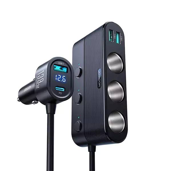 Joyroom JR-CCL01 139W 7-in-1 Car Charger with Cigarette Lighter Splitter and Fast Charging Ports