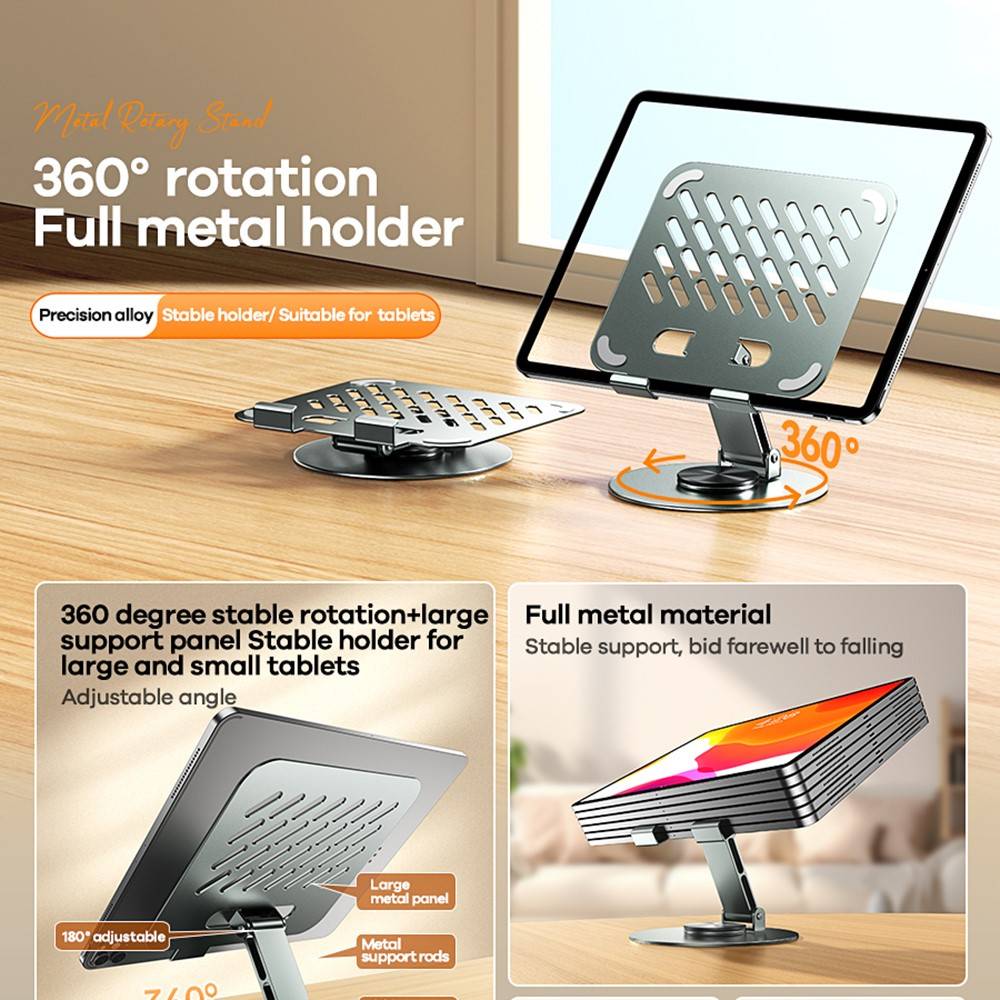 Remax RM-C60 Precision Alloy Rotating Metal Tablet Stand with Heat Dissipation
