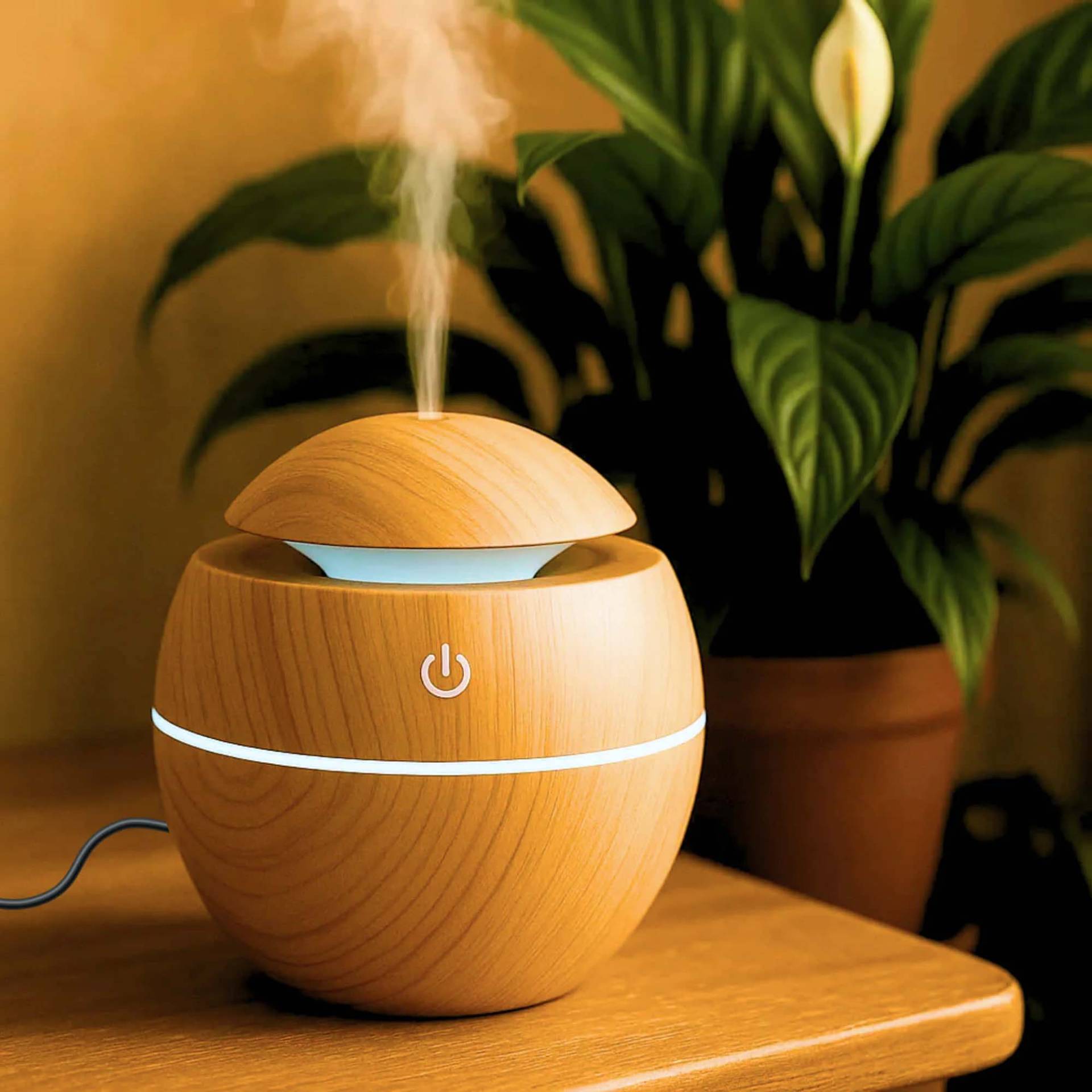 Wooden Cool Mist Humidifiers Essential Oil Diffuse Aroma Air Humidifier with Led Night Light