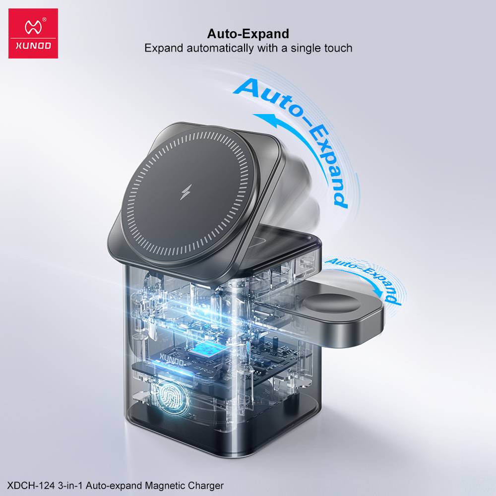 XUNDD XDCH-124 3-in-1 Magnetic 15W Wireless Charging Station