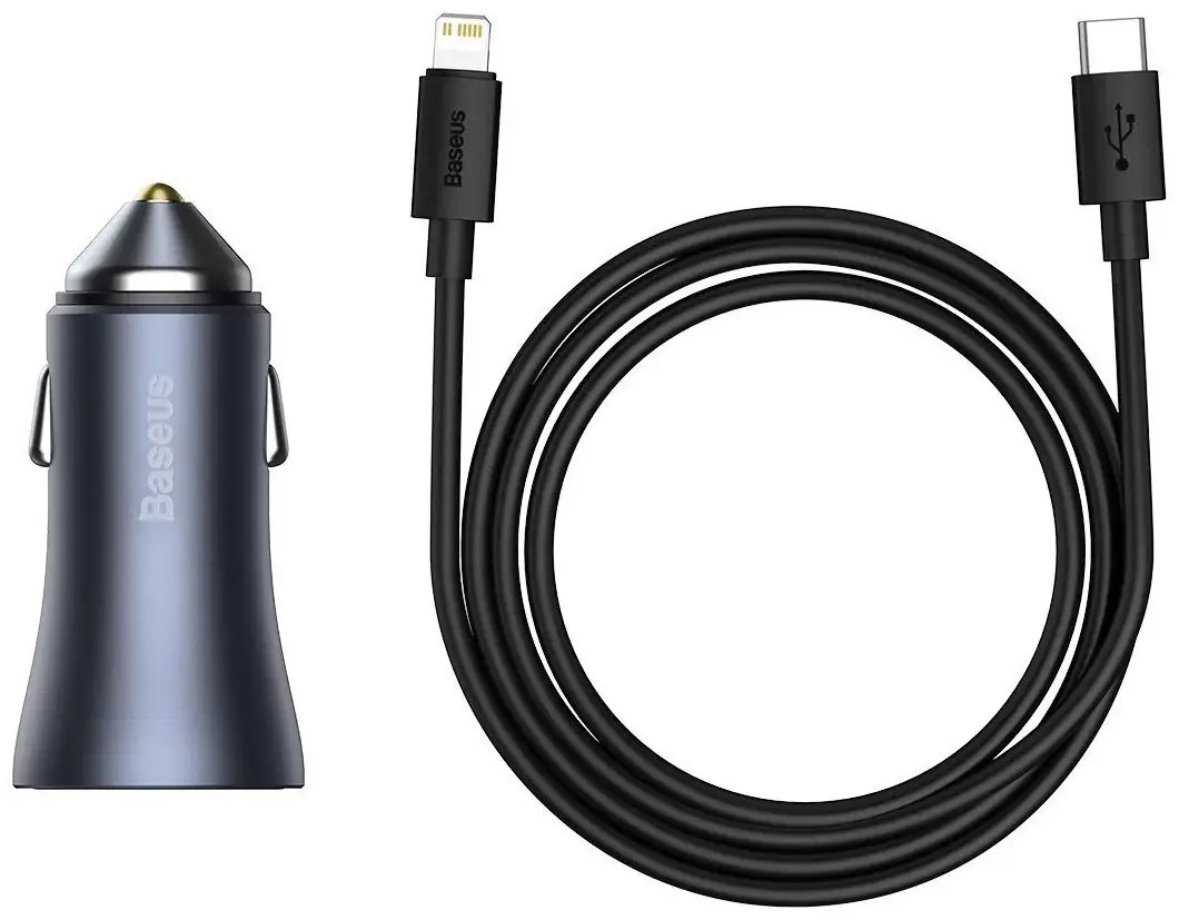 Baseus Golden Contactor Pro Dual Quick Car Charger (U+C 40W) with Type-C to Lightning Cable Baseus Golden Contactor Pro Dual Quick Car Charger (U+C 40W) with Type-C to Lightning Cable