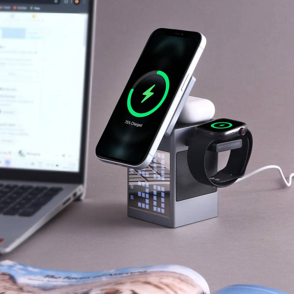 Valdus S5 Pixel Dock 6-in-1 Wireless Charger Bluetooth Speaker Digital Clock & Pixel Animation Valdus S5 Pixel Dock 6-in-1 Wireless Charger Bluetooth Speaker Digital Clock & Pixel Animation