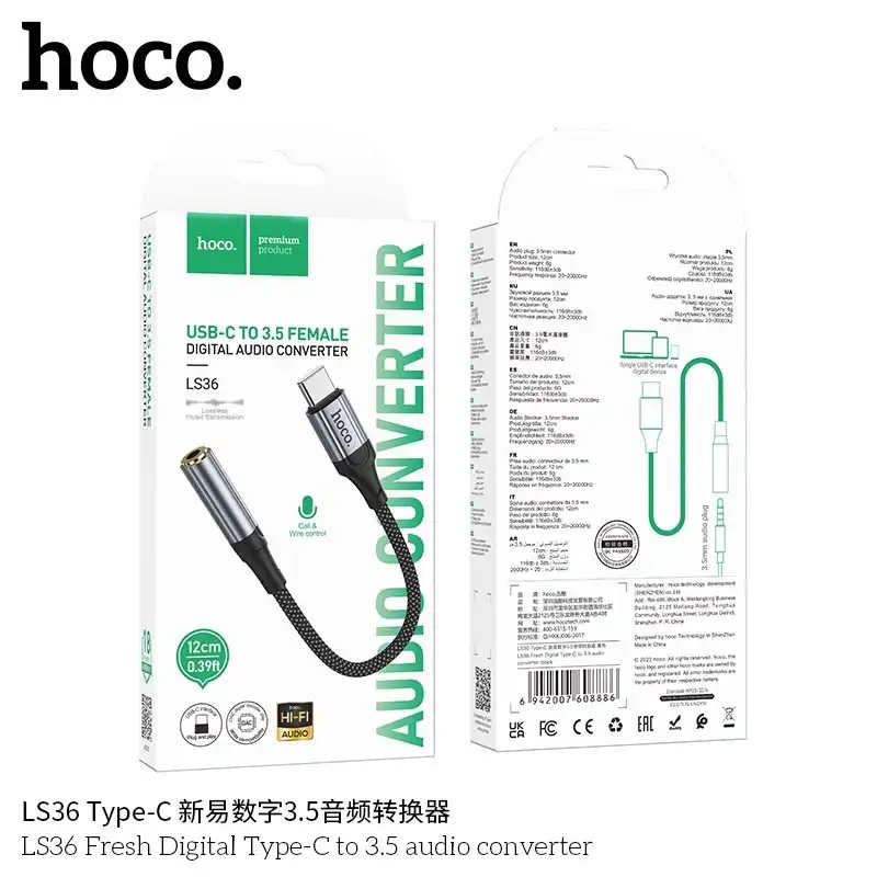 Hoco LS36 USB-C to 3.5mm Audio Adapter for Headphones