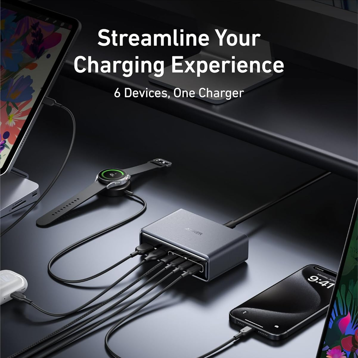 Anker Prime A2683 200W 6-Port GaN USB-C PD Charging Station