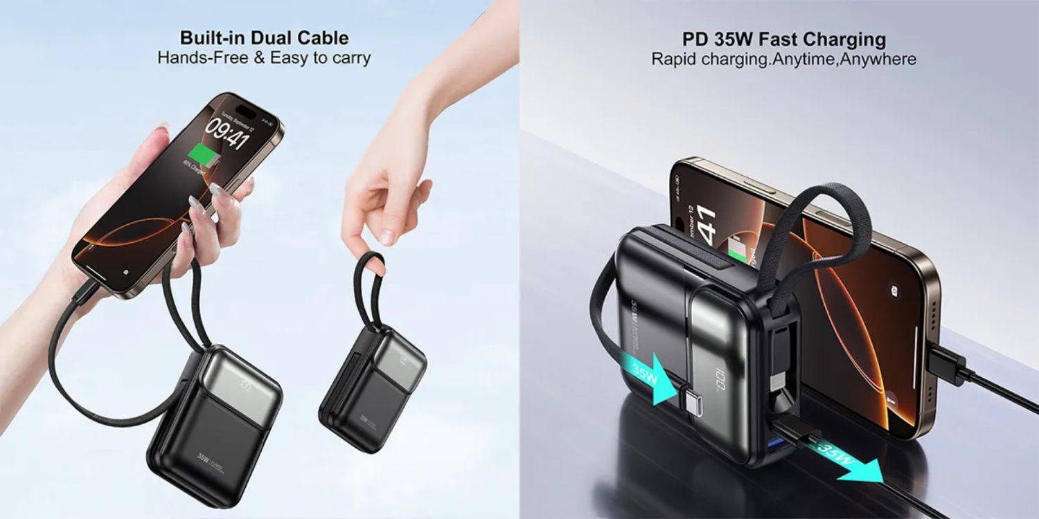 XUNDD XDPB-008 PD 35W Dual Cable Mini Power Bank 10000mAh