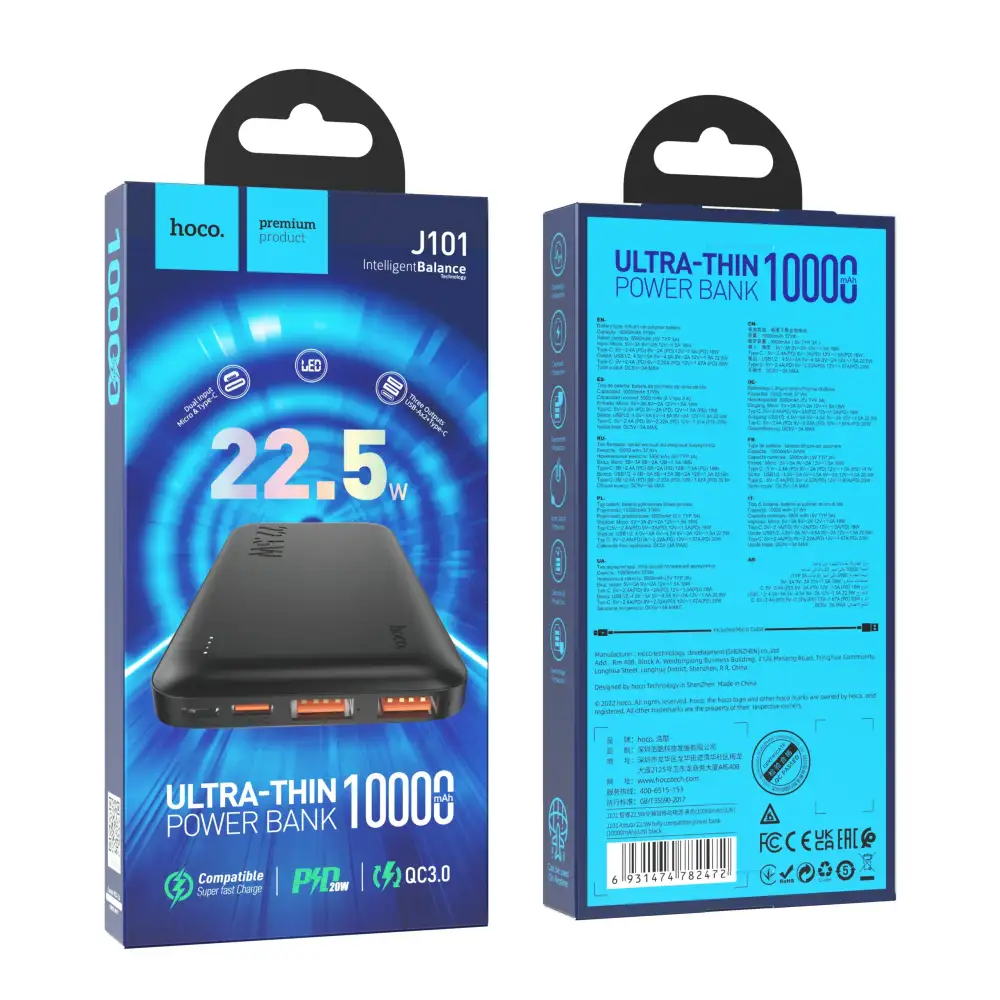 Hoco J101 Astute 10,000mAh 22.5W Fast Charging Portable Power Bank
