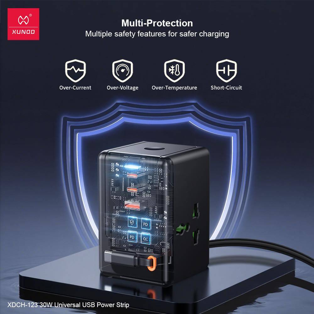 XUNDD XDCH-123 30W Universal USB Fast-Charging Power Strip