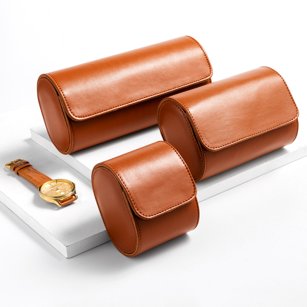 Luxury Vintage Leather Watch Roll 3 Slot Travel Storage Case