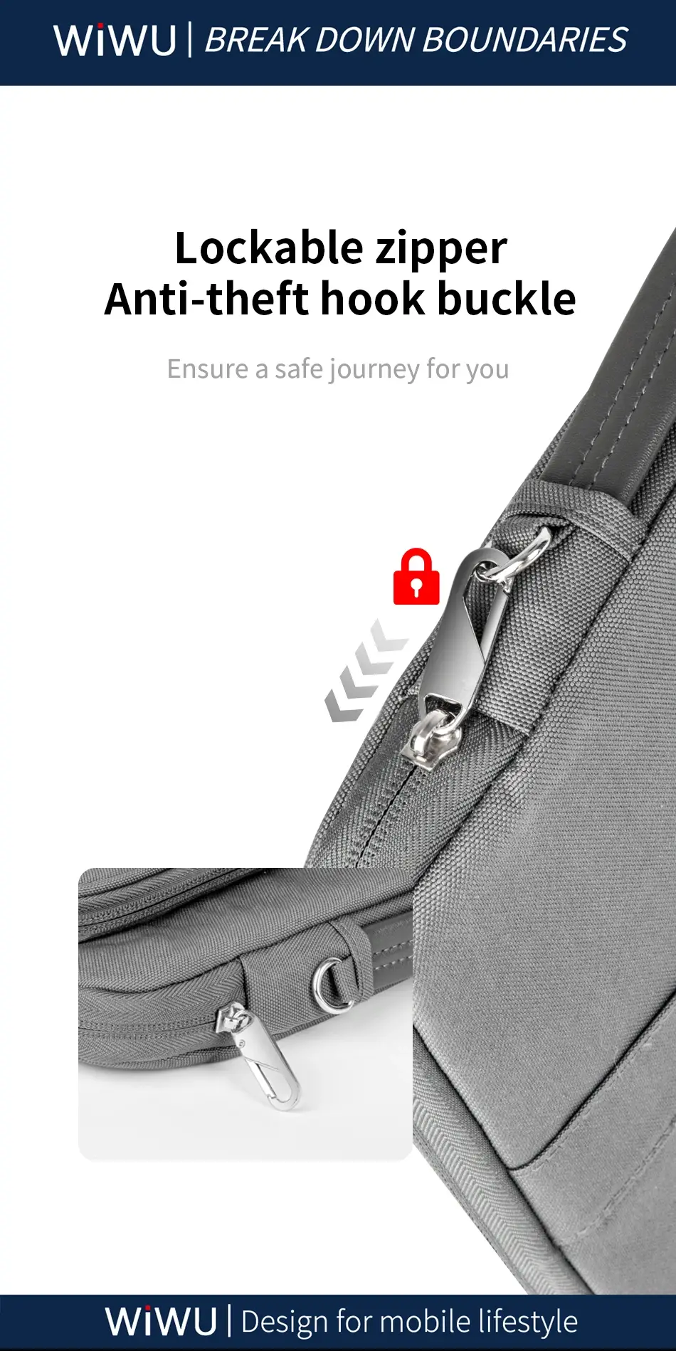 WiWU Cozy Classic Waterproof Polyester Laptop Sleeve with Anti-Drop Design & Carry Handle