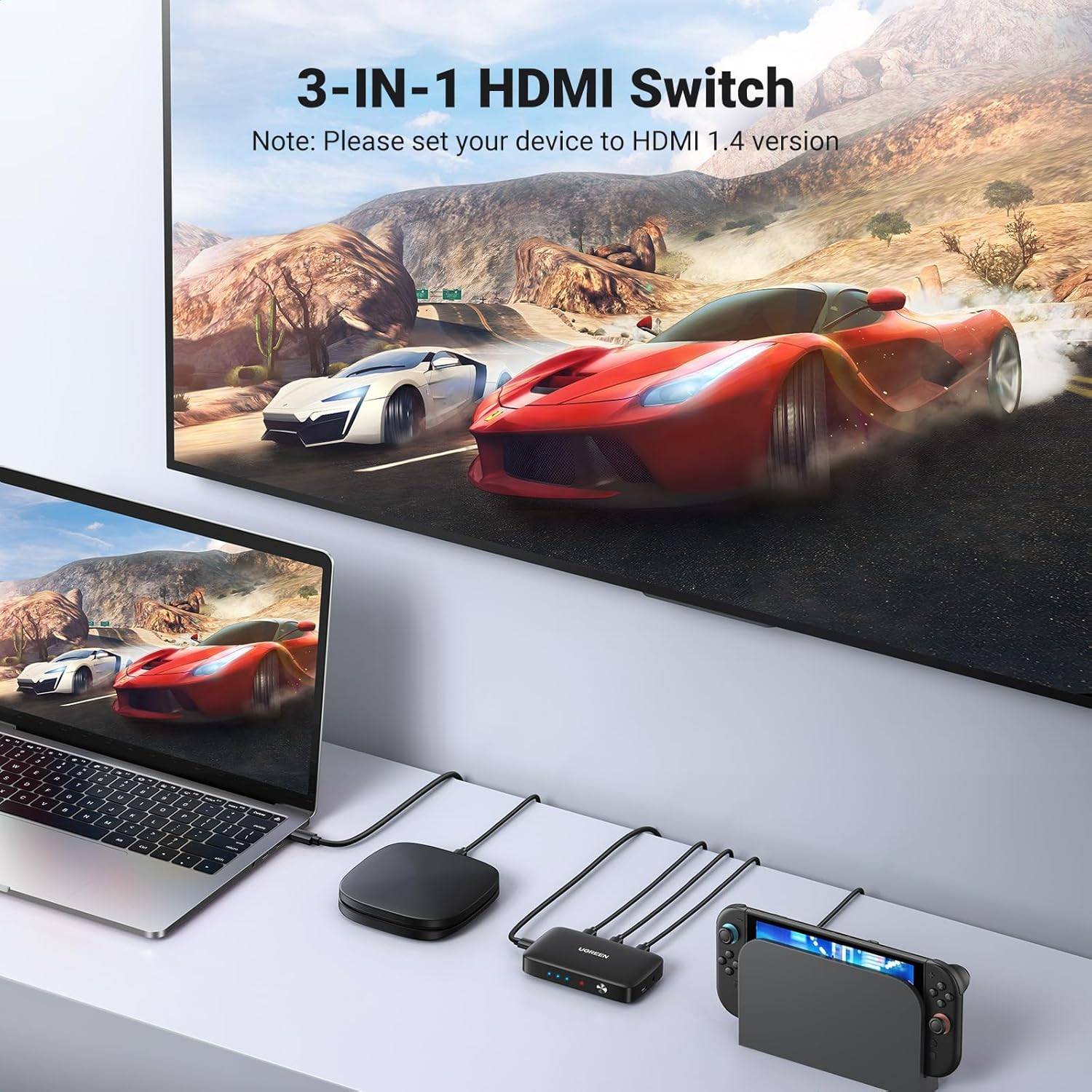UGREEN CM332 3-in-1 HDMI Switcher 4K @30Hz 80125