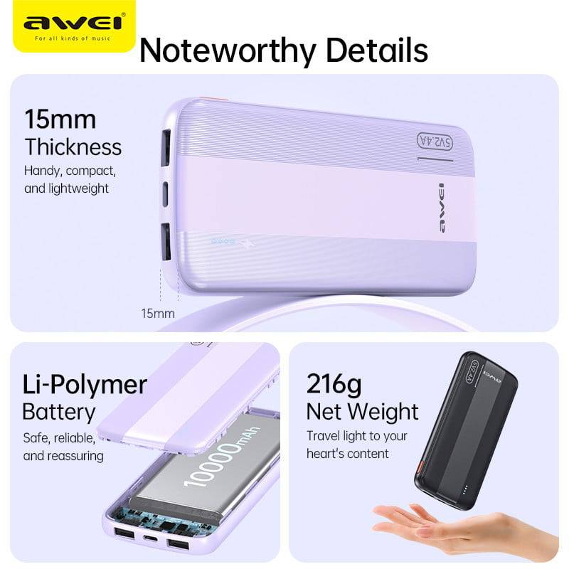 Awei P20K 10,000mAh Power Bank