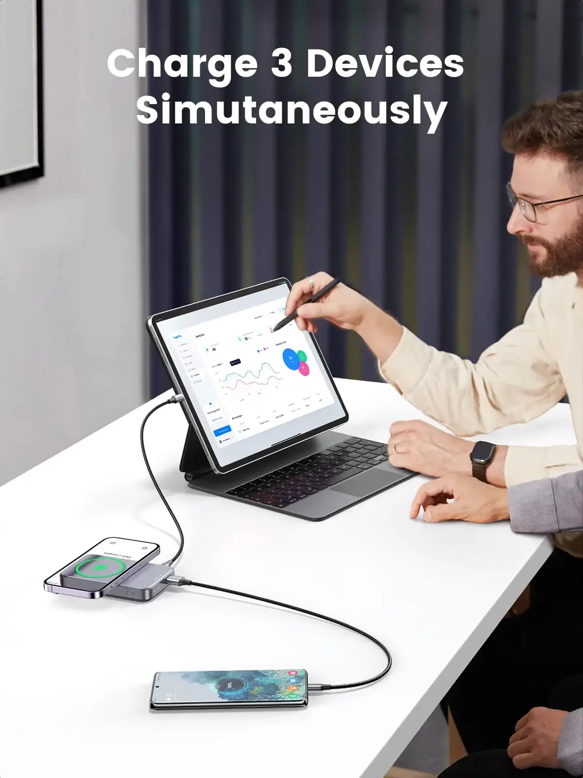 UGREEN PB206 10000mAh Magnetic Wireless Power Bank with PD 20W Fast Charging
